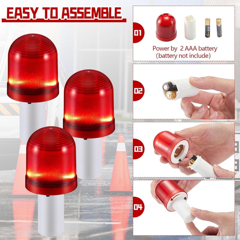 VIHOSE 4 Pcs LED Traffic Cone Lights Traffic Cone Flasher with 3 Flashing Modes Light Warning LED Light for Collapsible Cones Safety and Emergencies - Image 4